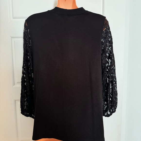 K&C black loose blouse with lace and 3/4 sleeves NWOT - Picture 4 of 5